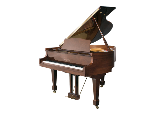 dark wood baby grand piano