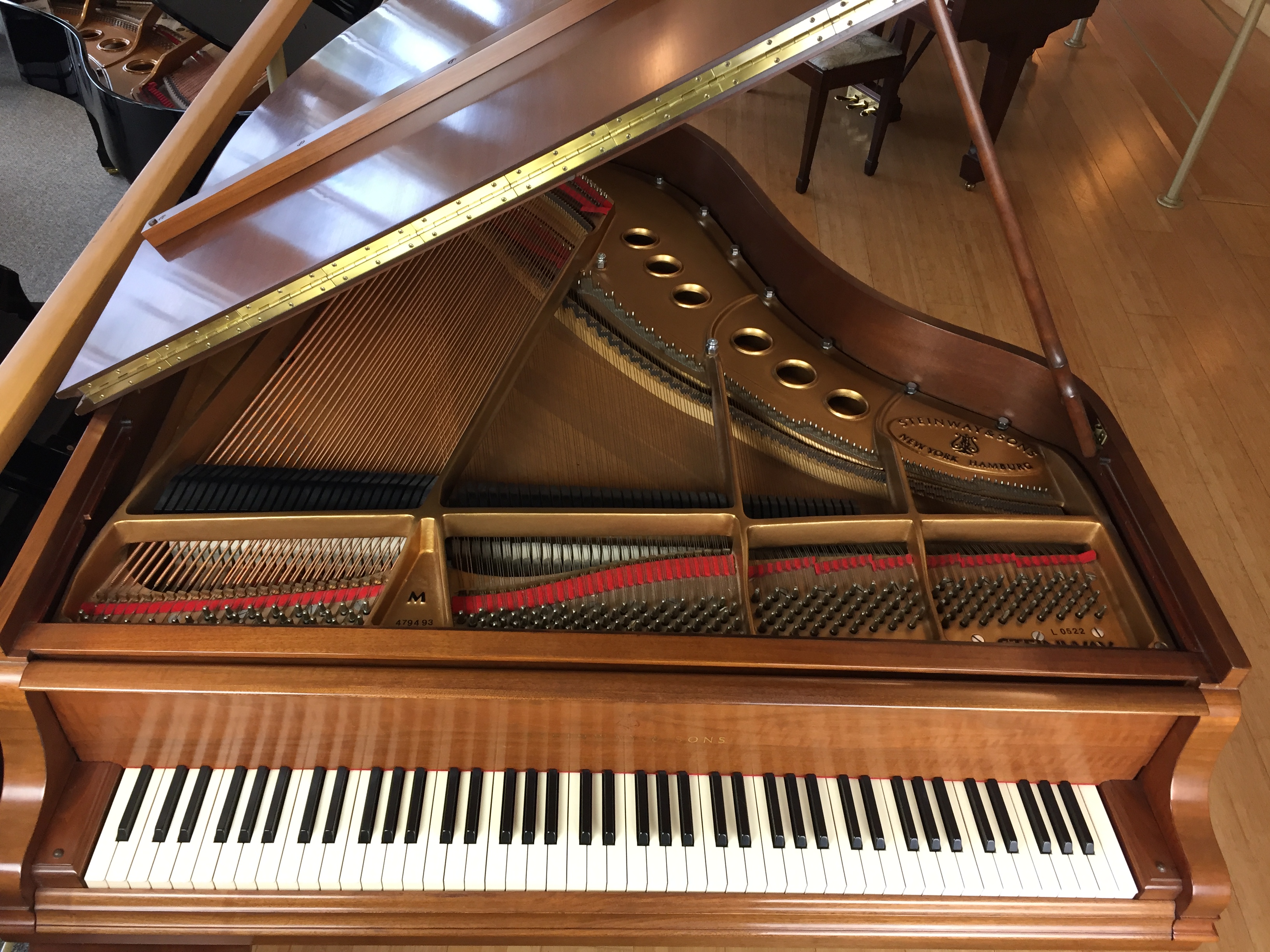 used steinway baby grand piano walnut chippendale