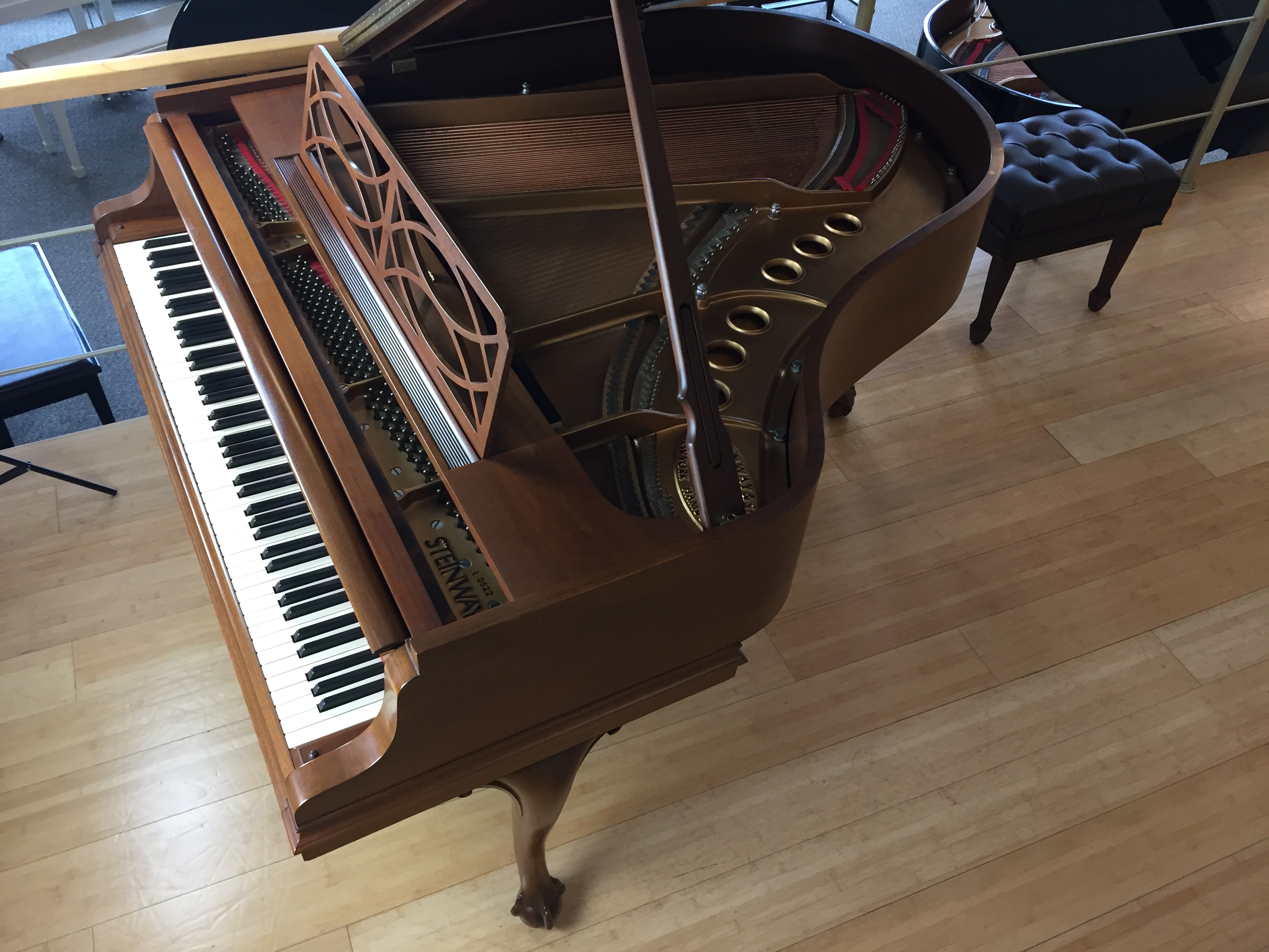 used steinway baby grand piano walnut chippendale